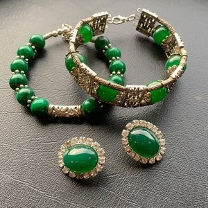 Jasper Jade Bead bracelets lot dark green